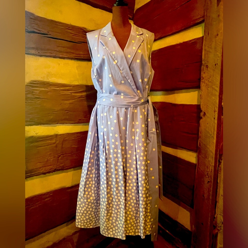 Anne Klein Blue Polka Dot Midi Dress